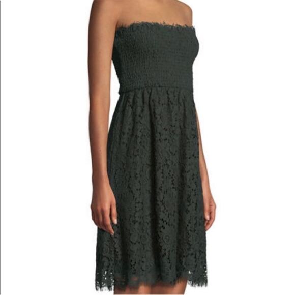 Velvet by Graham & Spencer Fit & Flare Smocked Strapless Dress Green Women's XS - Picture 1 of 15